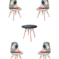 Comedor Mesa Redonda Melamina Eames Negra + Sillas Patchwork - Miniatura 1