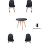 Comedor Mesa Redonda Melamina Eames Negra  + Sillas Capitone - Miniatura 1