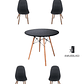 Comedor Mesa Redonda Melamina Eames Negra  + Sillas Capitone - Miniatura 3