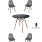 Comedor Mesa Redonda Melamina Eames Negra  + Sillas Capitone - Miniatura 5