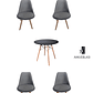  Comedor Mesa Redonda Melamina Eames Negras + Sillas Tulip Velvet - Miniatura 1