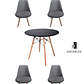  Comedor Mesa Redonda Melamina Eames Negras + Sillas Tulip Velvet - Miniatura 6
