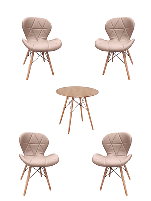 Comedor Mesa Redonda Melamina Eames Madera + Sillas Radar