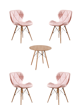 Comedor Mesa Redonda Melamina Eames Madera + Sillas Radar