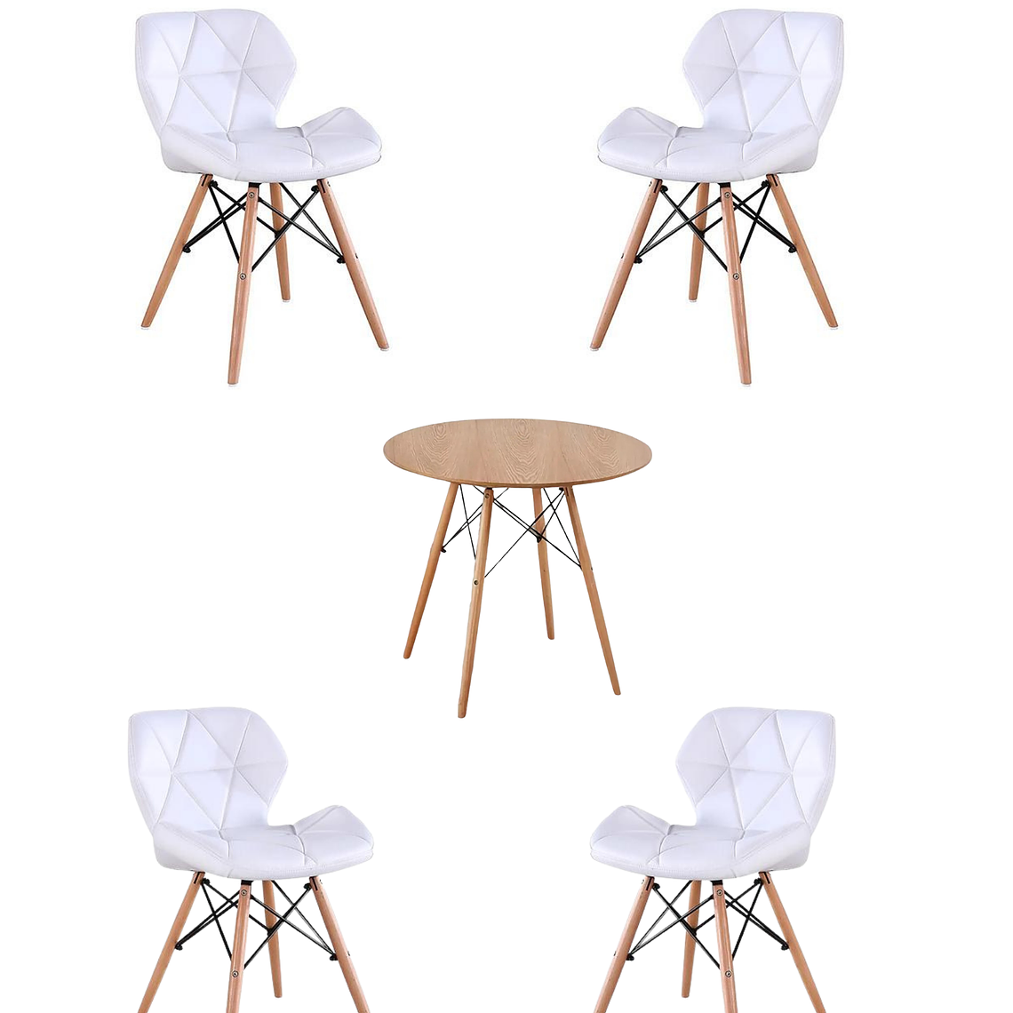 Comedor Mesa Redonda Melamina Eames Madera + Sillas Radar 6