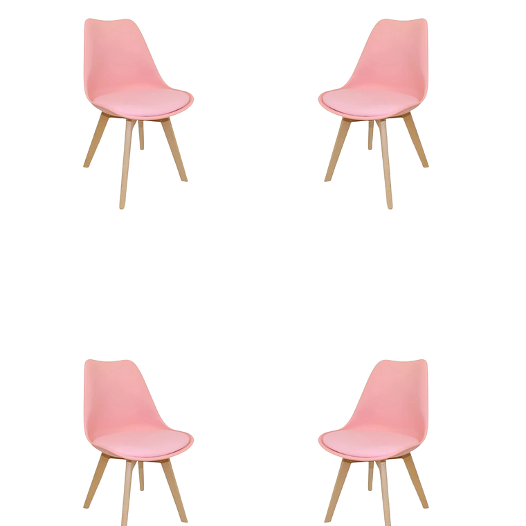 Comedor Mesa Redonda Melamina Eames Madera + Sillas Tulip 3