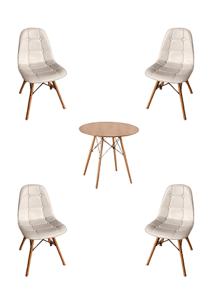 Comedor Mesa Redonda Melamina Eames Madera + Sillas Buckle