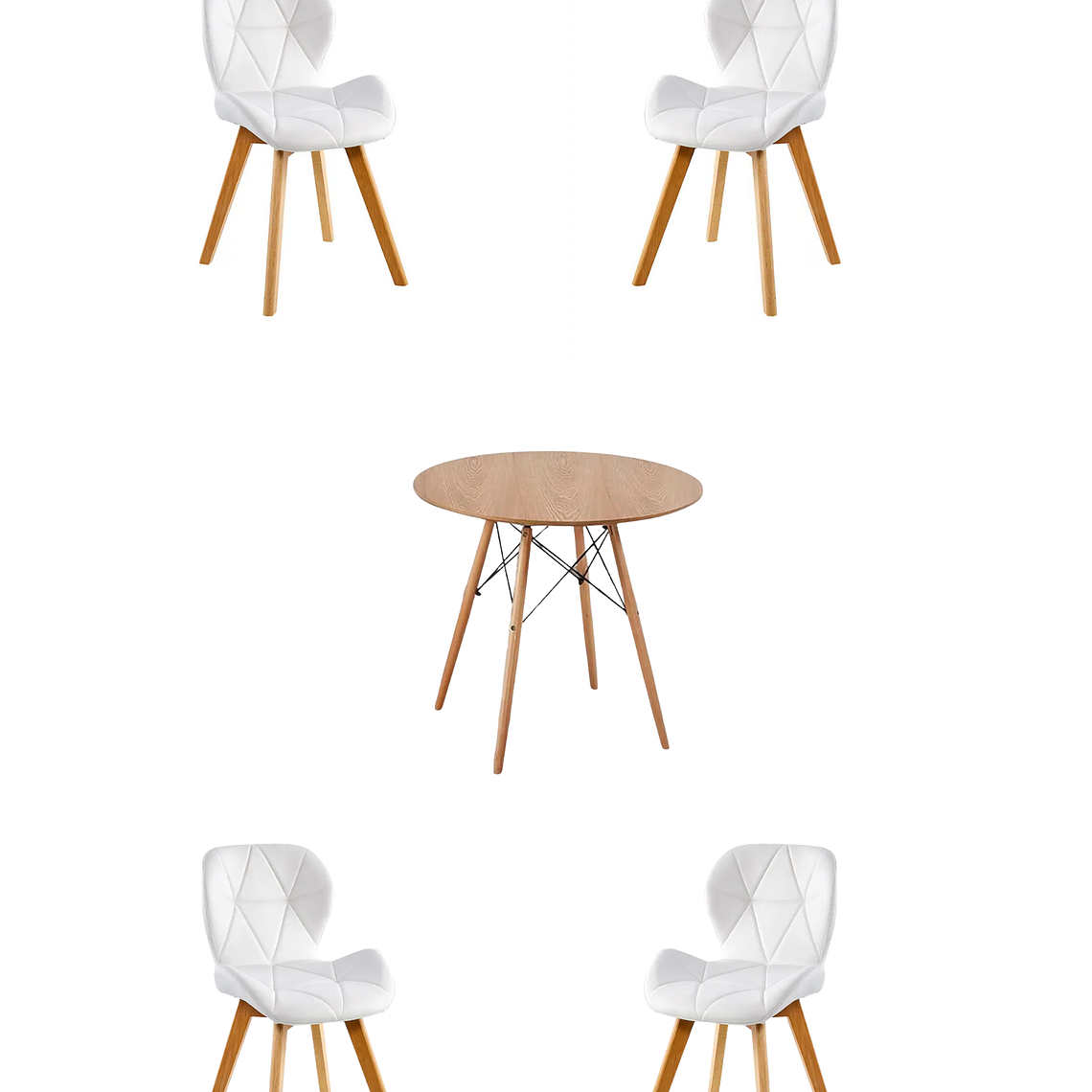 Comedor Mesa Redonda Melamina Eames Madera + Sillas Radar Fiori 1