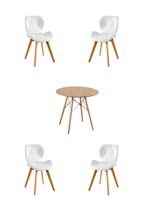 Comedor Mesa Redonda Melamina Eames Madera + Sillas Radar Fiori