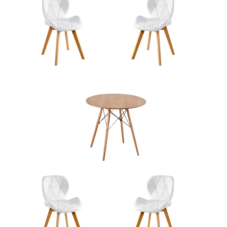 Comedor Mesa Redonda Melamina Eames Madera + Sillas Radar Fiori 1