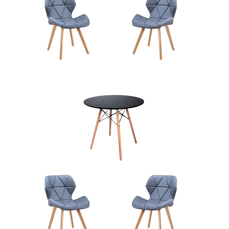 Comedor Mesa Redonda Melamina Eames Madera + Sillas Radar Fiori 4