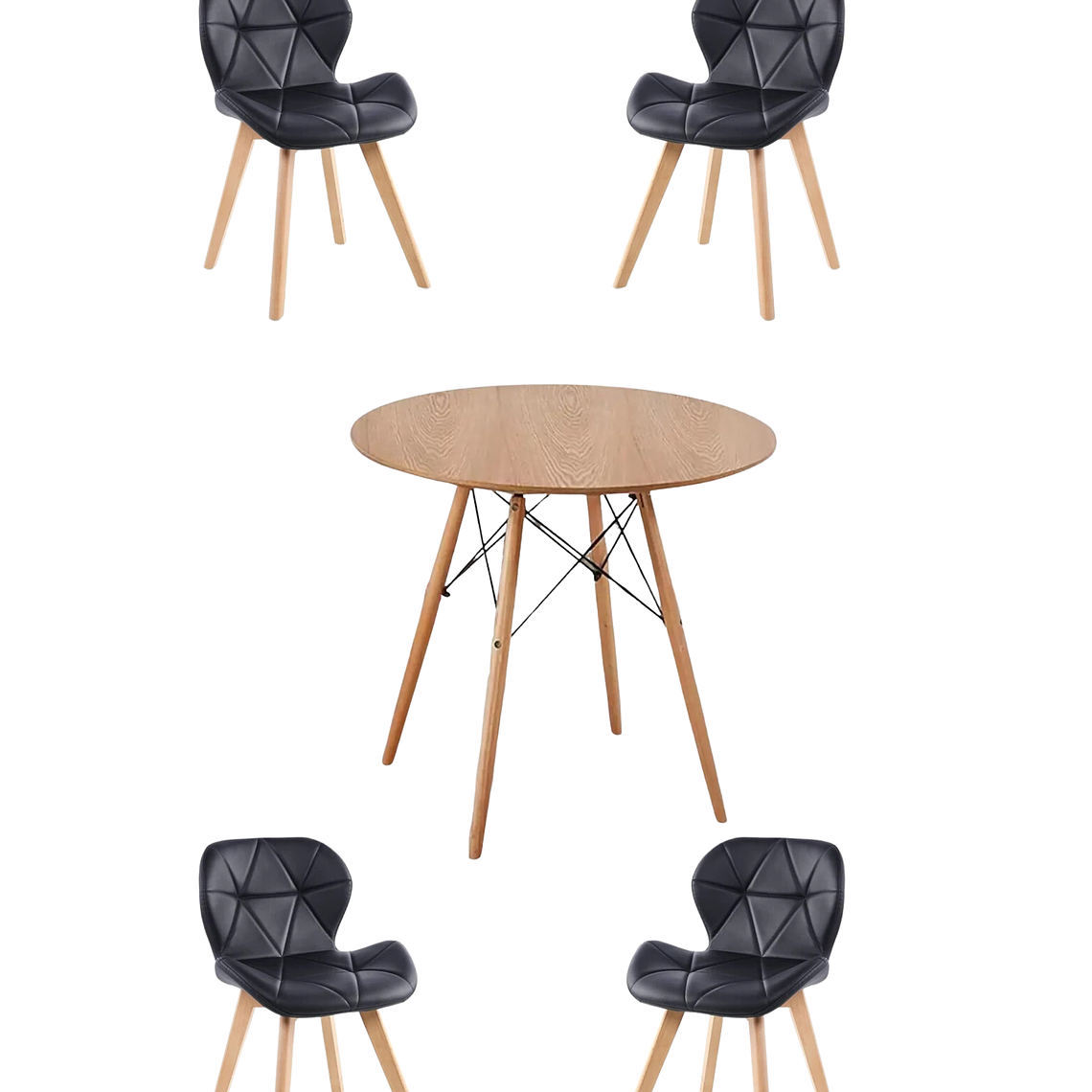 Comedor Mesa Redonda Melamina Eames Madera + Sillas Radar Fiori 6