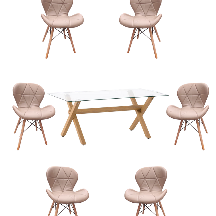 Comedor Mesa Rectangular Vidrio Elite 140x90 cm + Sillas Radar 3