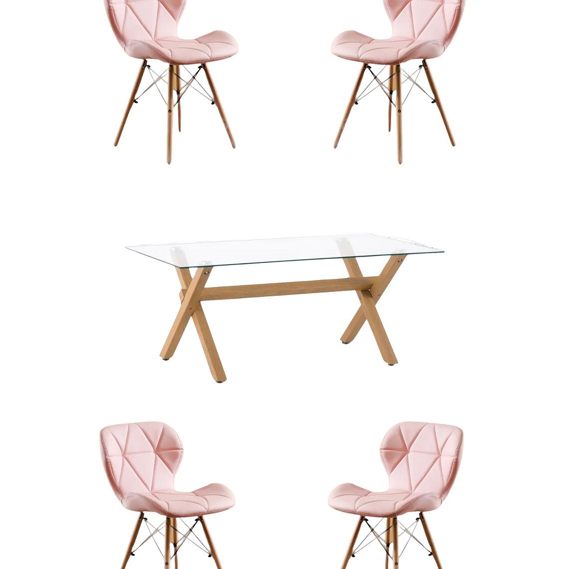 Comedor Mesa Rectangular Vidrio Elite 140x90 cm + Sillas Radar 4