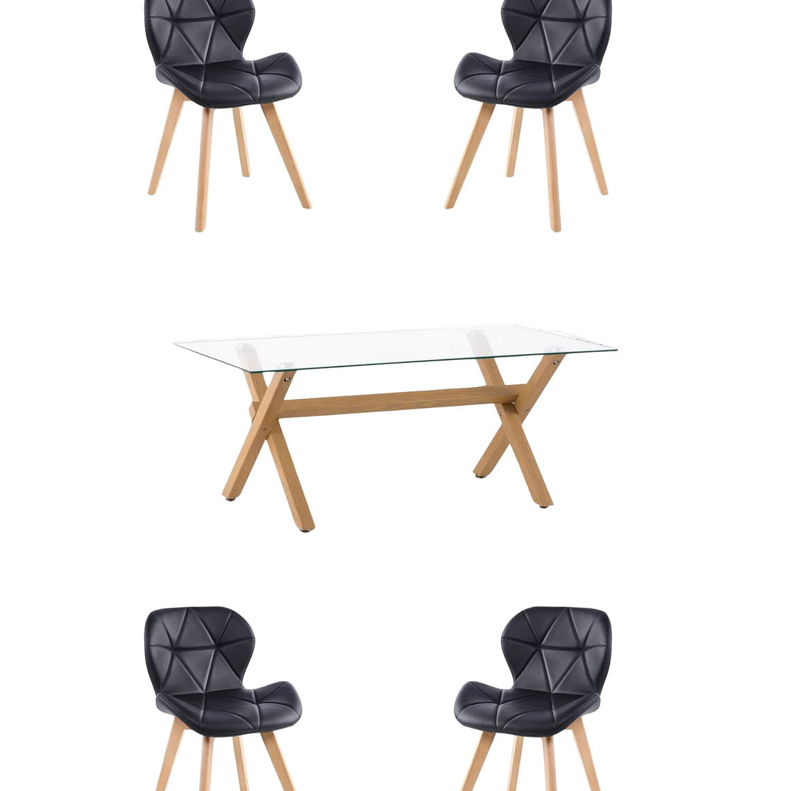 Comedor Mesa Rectangular Vidrio Elite 140x90 + Sillas Radar Fiori 3