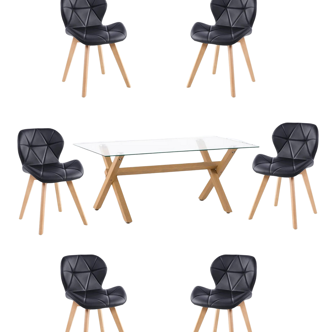 Comedor Mesa Rectangular Vidrio Elite 140x90 + Sillas Radar Fiori 4