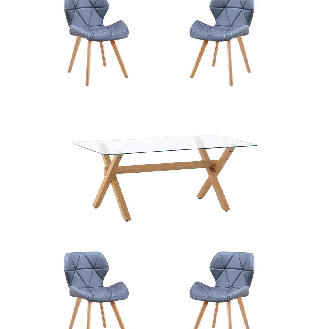 Comedor Mesa Rectangular Vidrio Elite 140x90 + Sillas Radar Fiori 5