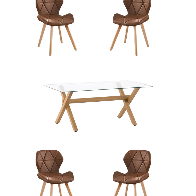 Comedor Mesa Rectangular Vidrio Elite 140x90 + Sillas Radar Fiori 7