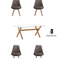 Comedor Mesa Rectangular Vidrio Elite 140x90 cm + Sillas Tulip Velvet - Miniatura 1