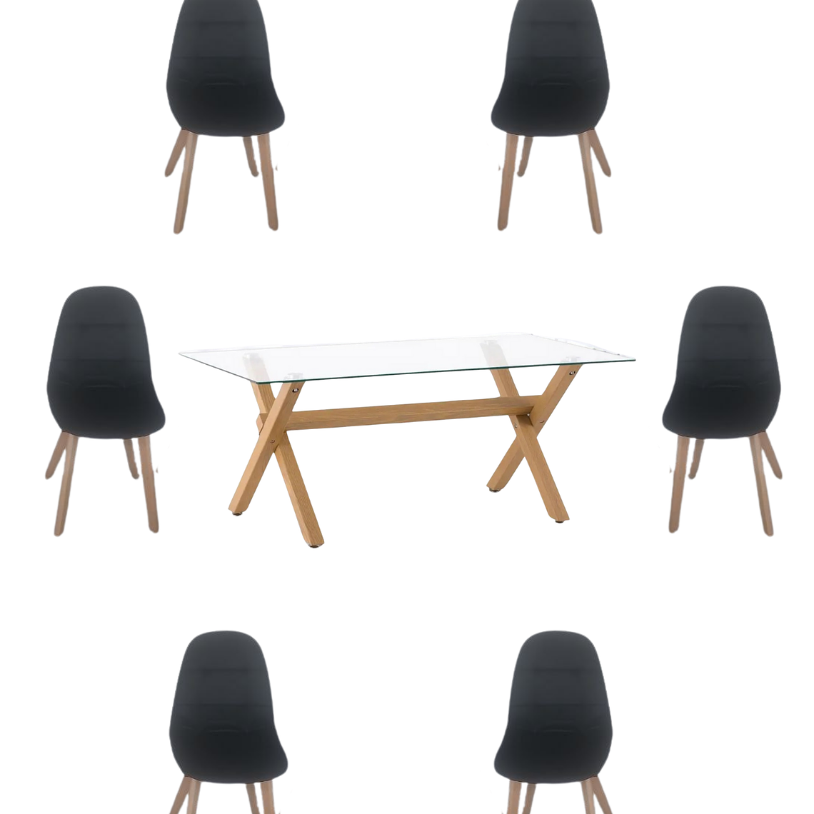 Comedor Mesa Rectangular Vidrio Elite 140x90 cm + Sillas Capitone 2