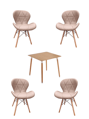 Comedor Mesa Cuadrada Melamina 80x80 cm + Sillas Radar