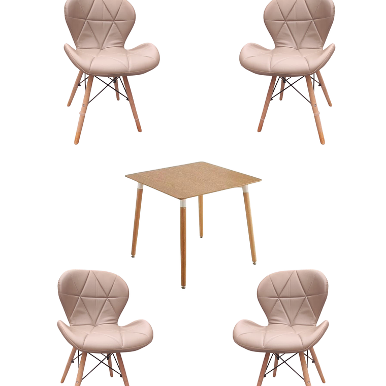 Comedor Mesa Cuadrada Melamina 80x80 cm + Sillas Radar 2