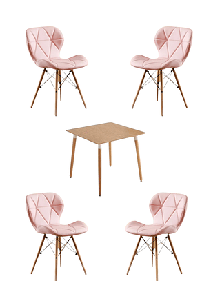 Comedor Mesa Cuadrada Melamina 80x80 cm + Sillas Radar