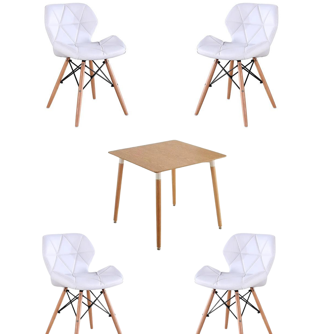 Comedor Mesa Cuadrada Melamina 80x80 cm + Sillas Radar 6