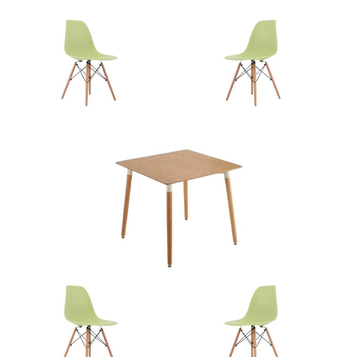 Comedor Mesa Cuadrada De Melamina 80x80 cm + Sillas Eames 6