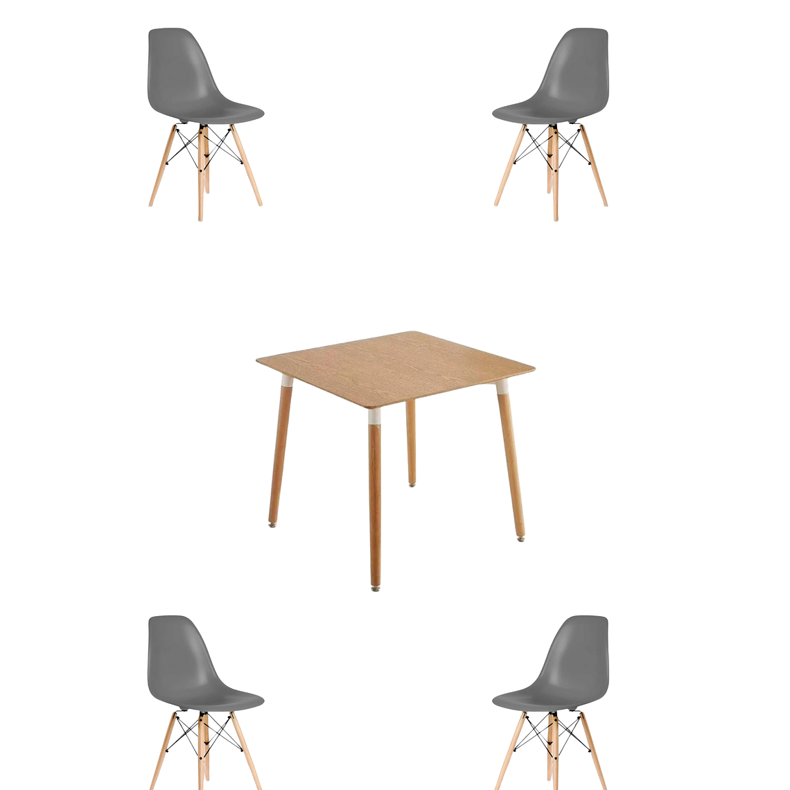 Comedor Mesa Cuadrada De Melamina 80x80 cm + Sillas Eames 7