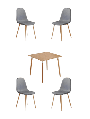 Comedor Mesa Cuadrada Melamina 80x80 cm + Sillas Scoop