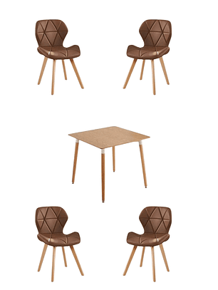 Comedor Mesa Cuadrada Melamina 80x80 cm + Sillas Radar Fiori