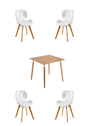 Comedor Mesa Cuadrada Melamina 80x80 cm + Sillas Radar Fiori