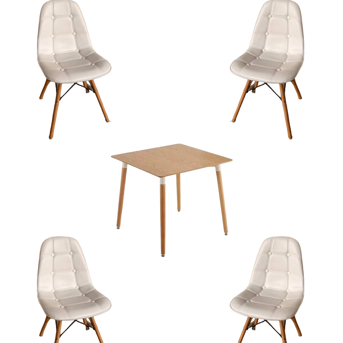 Comedor Mesa Cuadrada Melamina 80x80 cm + Sillas Buckle 2