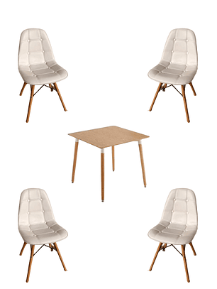 Comedor Mesa Cuadrada Melamina 80x80 cm + Sillas Buckle