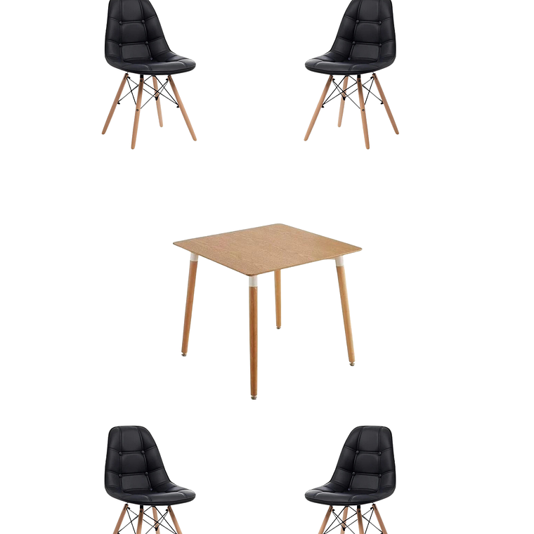 Comedor Mesa Cuadrada Melamina 80x80 cm + Sillas Buckle 3