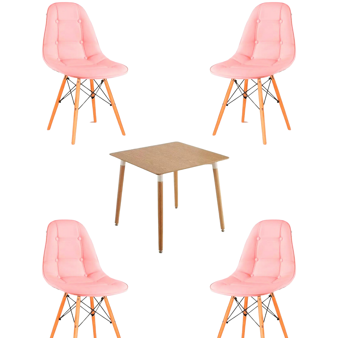 Comedor Mesa Cuadrada Melamina 80x80 cm + Sillas Buckle 4