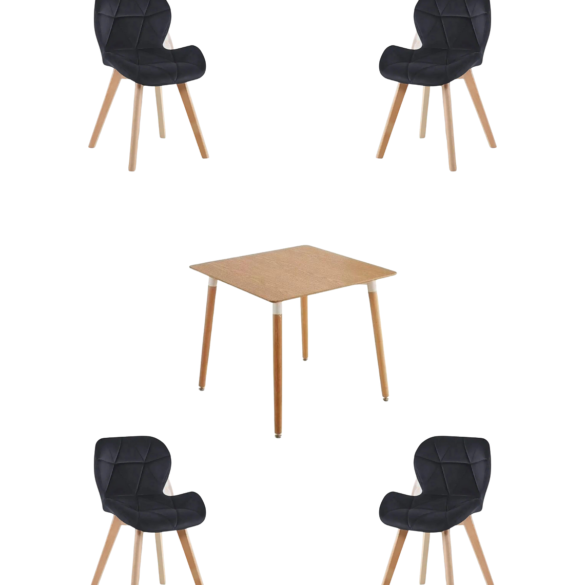 Comedor Mesa Cuadrada Melamina 80x80 cm + Sillas Radar Velvet 2