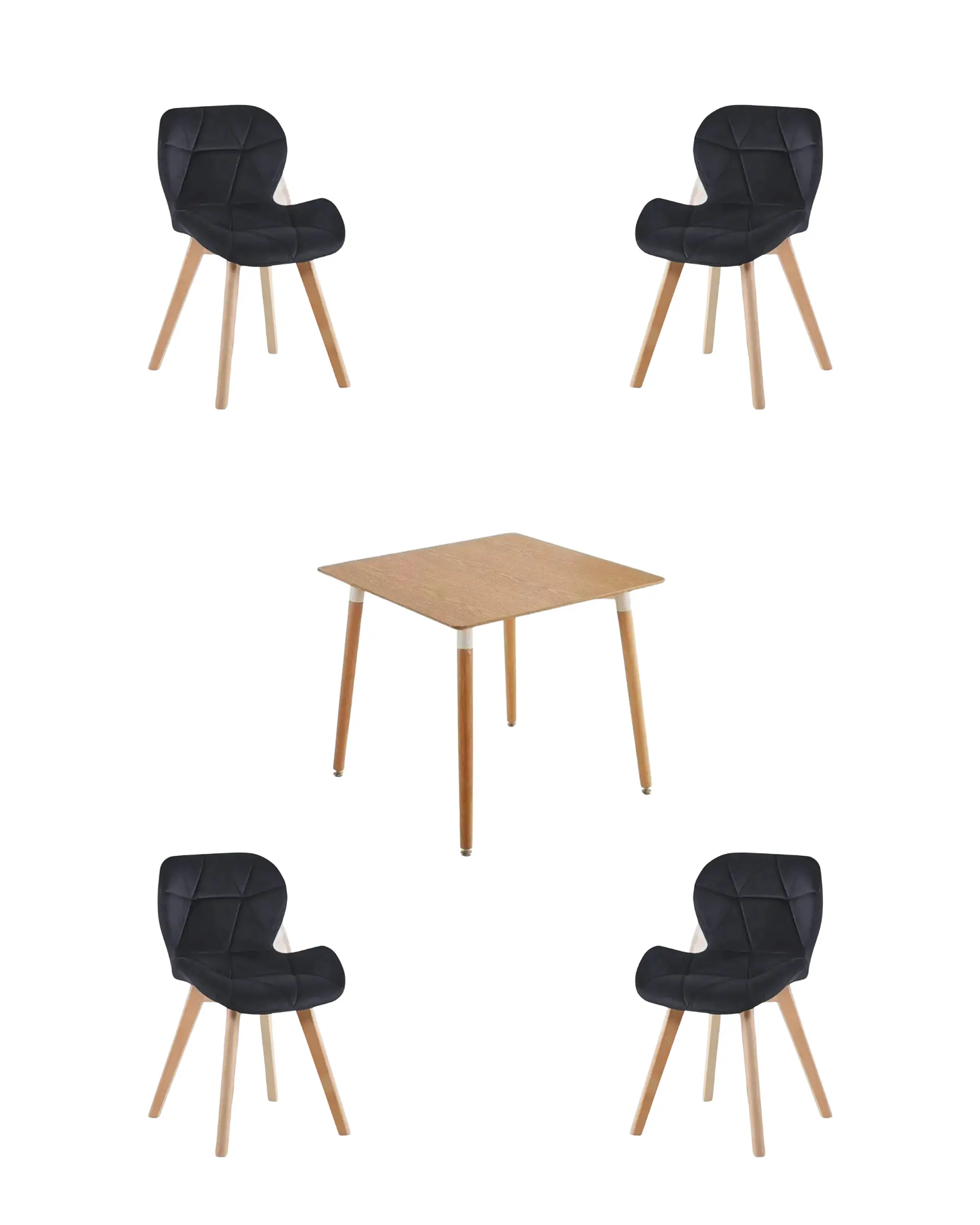 Comedor Cuadrado Melamina con Sillas Radar Velvet 2