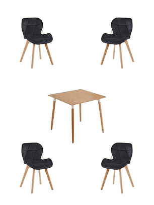 Comedor Mesa Cuadrada Melamina 80x80 cm + Sillas Radar Velvet
