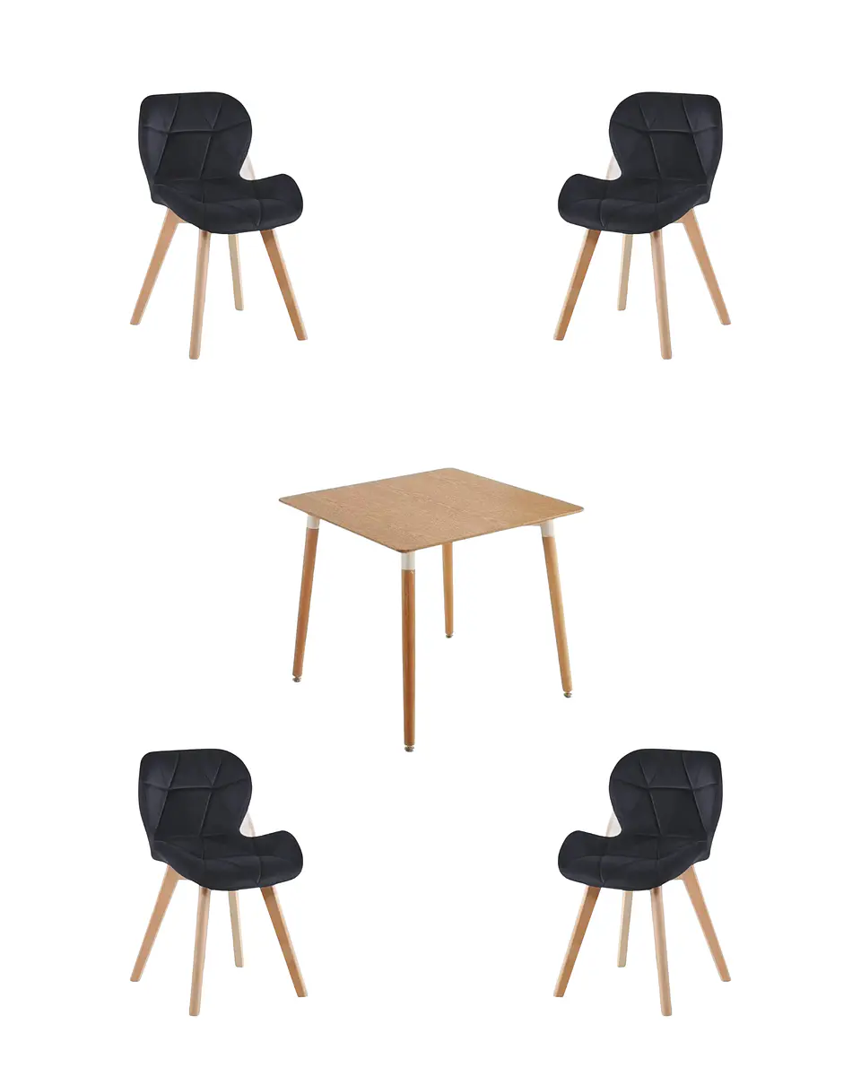 Comedor Cuadrado Melamina con Sillas Radar Velvet 2