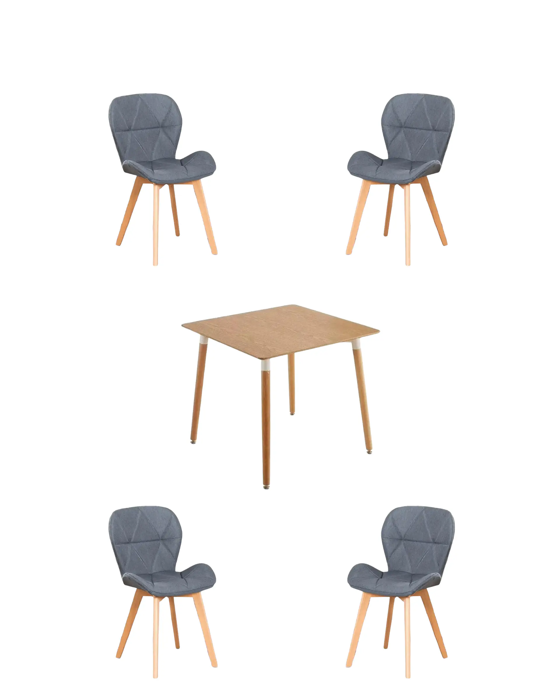 Comedor Cuadrado Melamina con Sillas Radar Velvet 3