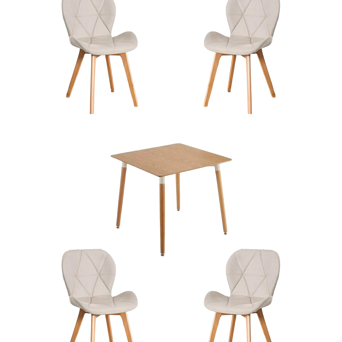 Comedor Mesa Cuadrada Melamina 80x80 cm + Sillas Radar Velvet 4