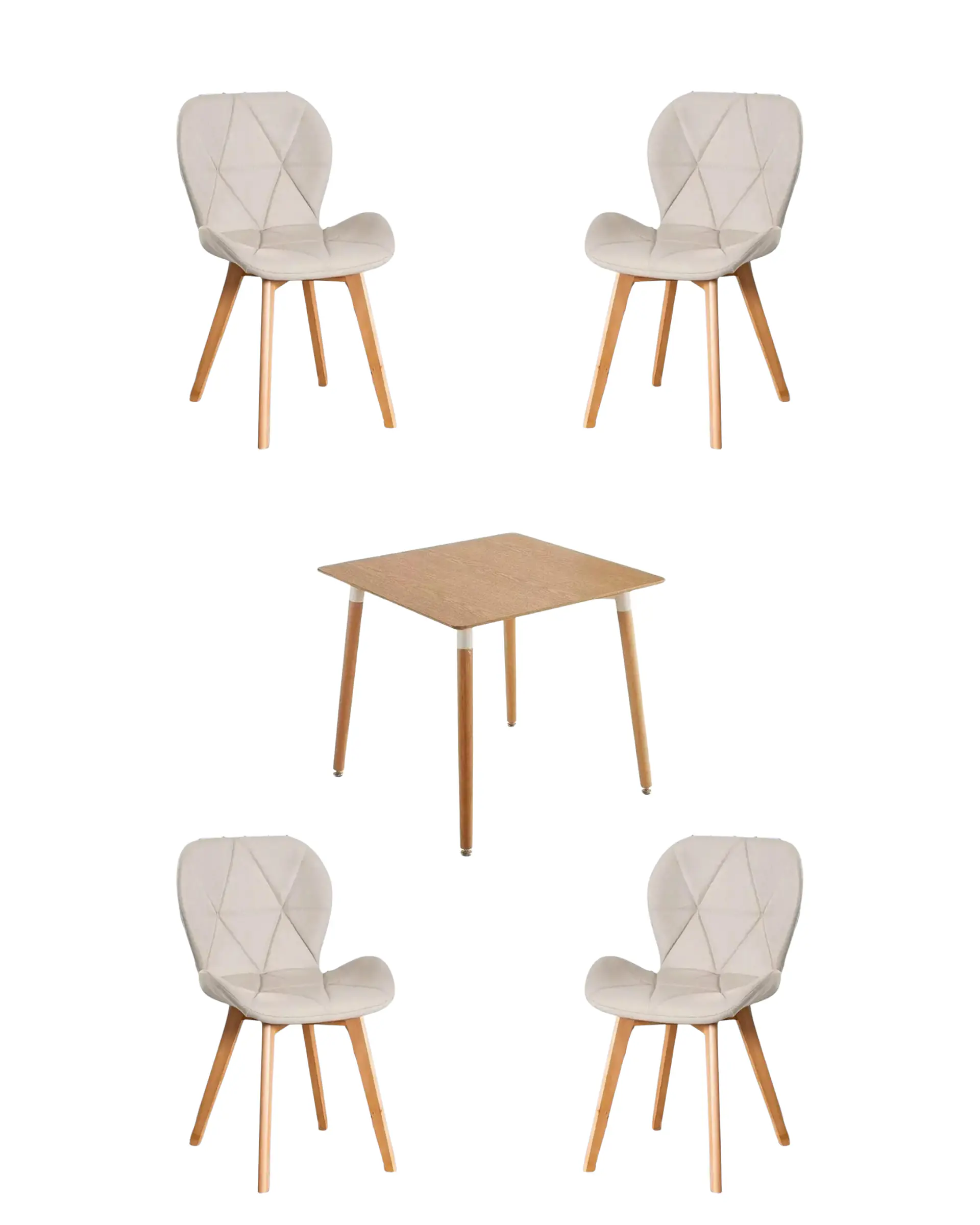 Comedor Cuadrado Melamina con Sillas Radar Velvet 4