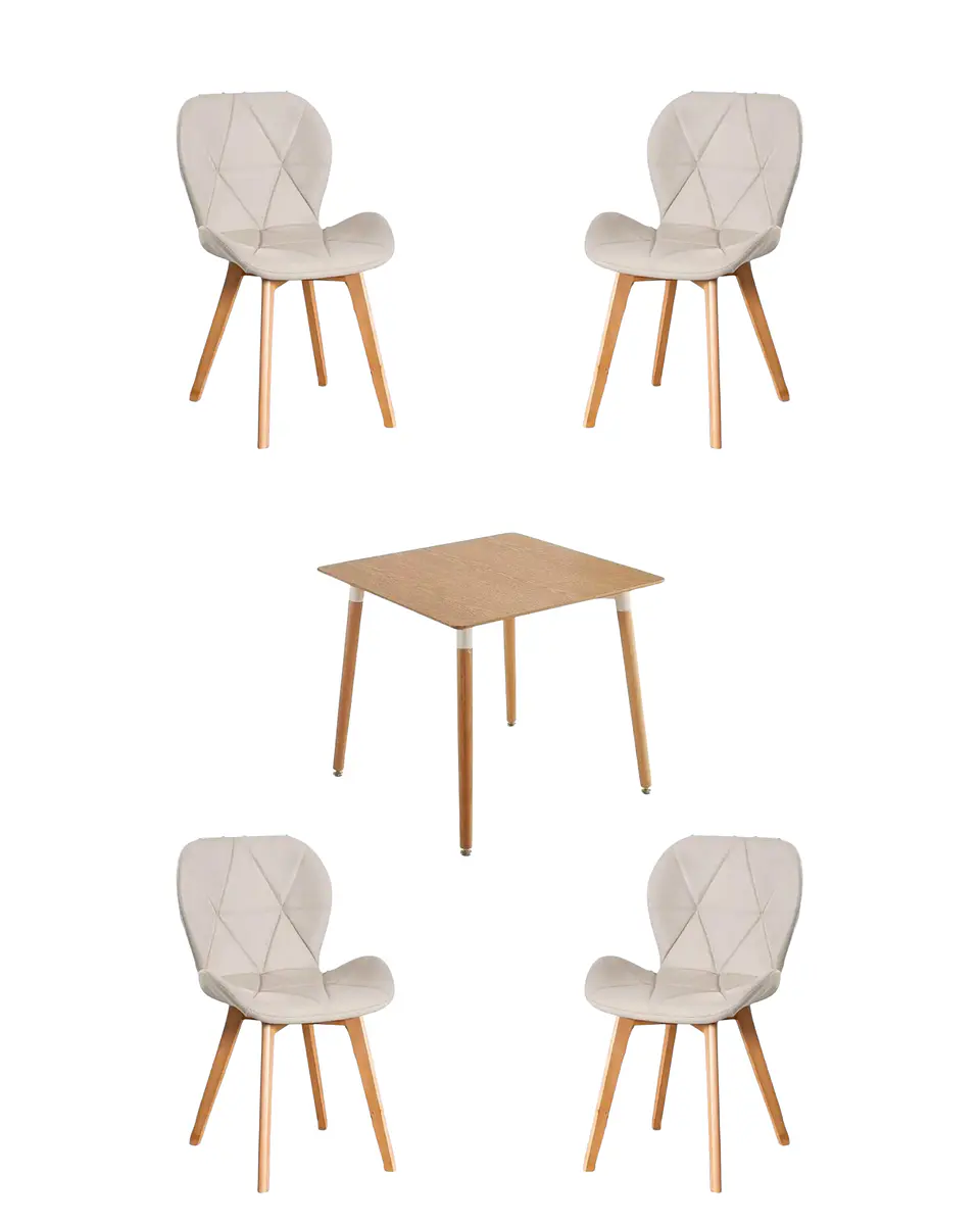 Comedor Cuadrado Melamina con Sillas Radar Velvet 4