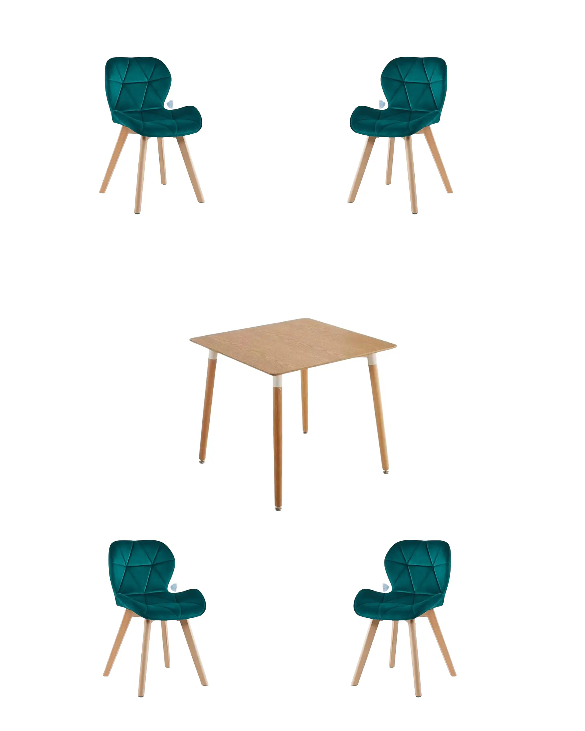 Comedor Cuadrado Melamina con Sillas Radar Velvet 5