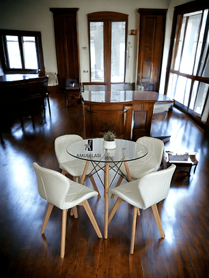 Comedor Mesa Redonda Vidrio Eames + Sillas Radar Fiori