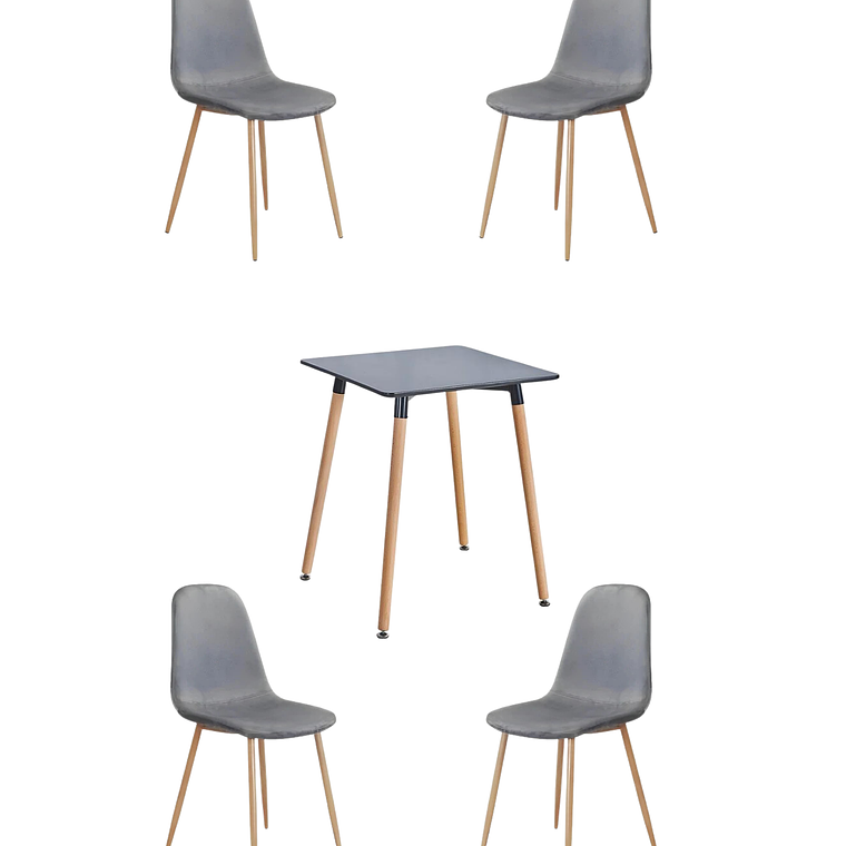 Comedor Mesa Cuadrada Melamina 80x80 cm + Sillas Scoop 5