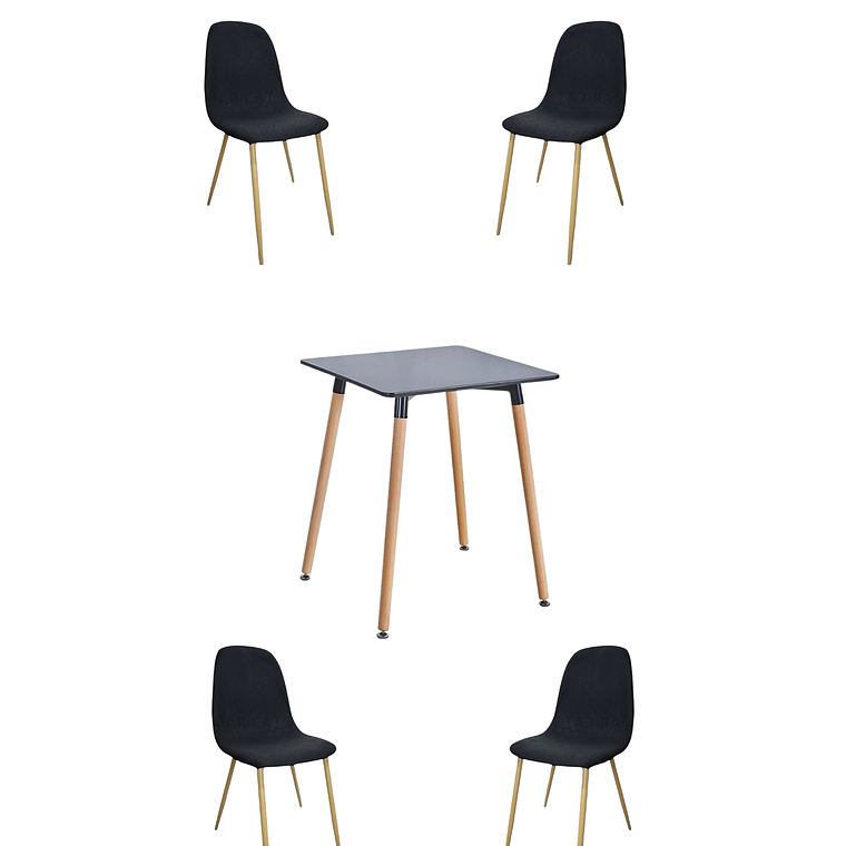 Comedor Mesa Cuadrada Melamina 80x80 cm + Sillas Scoop 7