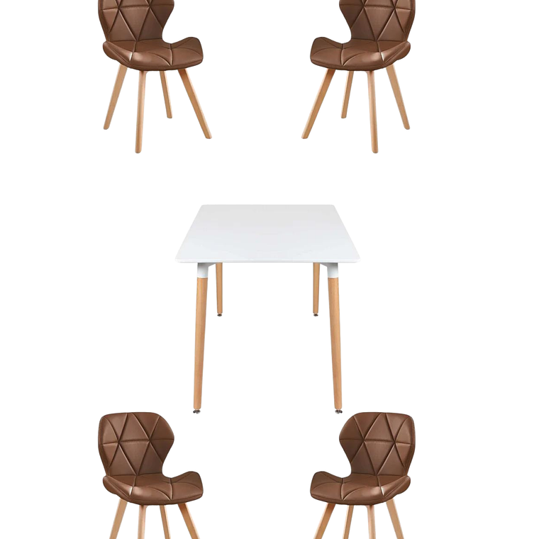 Comedor Mesa Cuadrada Melamina 80x80 cm + Sillas Radar Fiori 6